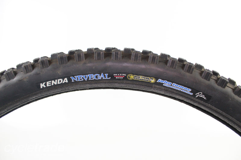 2x MTB Bike Tyres - Kenda Nevegal 26x2.35 Black Clincher - Grade B+