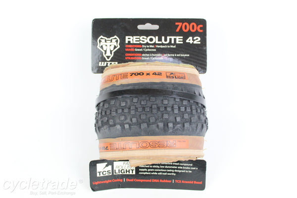 Single Gravel Tyre - WTB Resolute, 700x42c TanWall - Grade A+ (New)